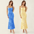 C7752 cross-border    new women's french style camisole dress with 3d floral appliqué