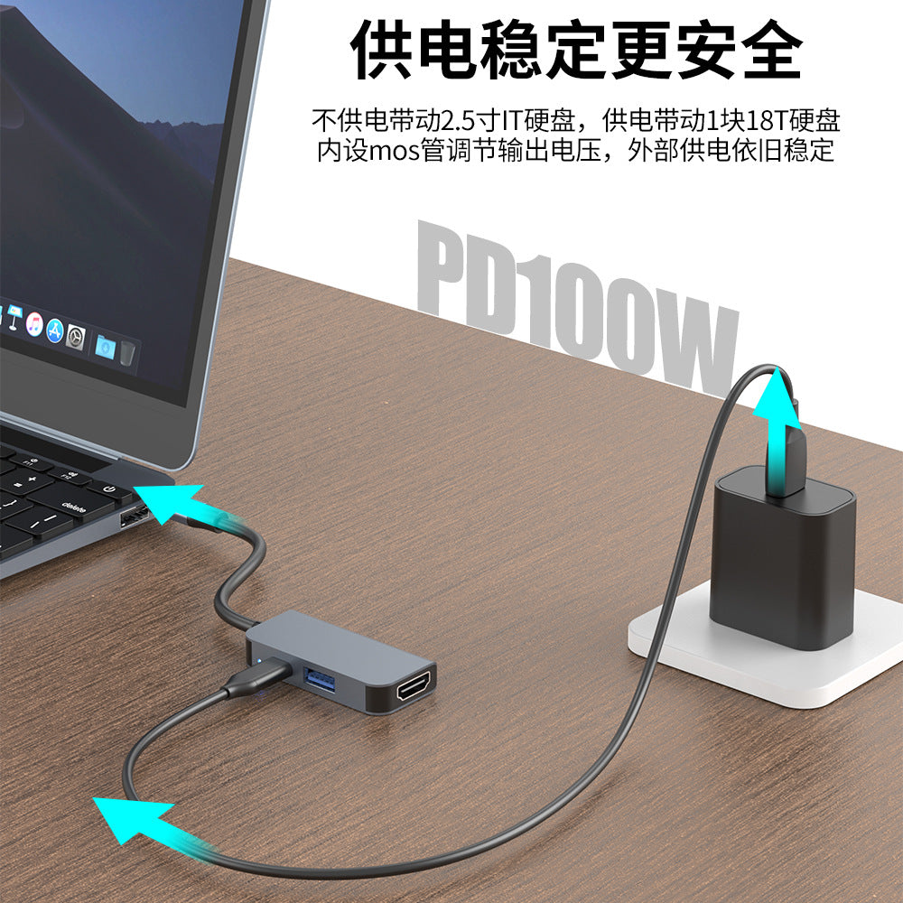 3-in-1 docking station typec to hdmi usb3.0 pd expansion u disk computer hub
