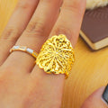 Middle eastern luxury bangle and ring set for women, gold sleeve bracelet with dubai floral jewelry set, wedding party gift