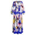 Kayaat clothing new arrival waist slimming look tall and slim oversized graffiti chiffon v neckdress african women's clothing plus size