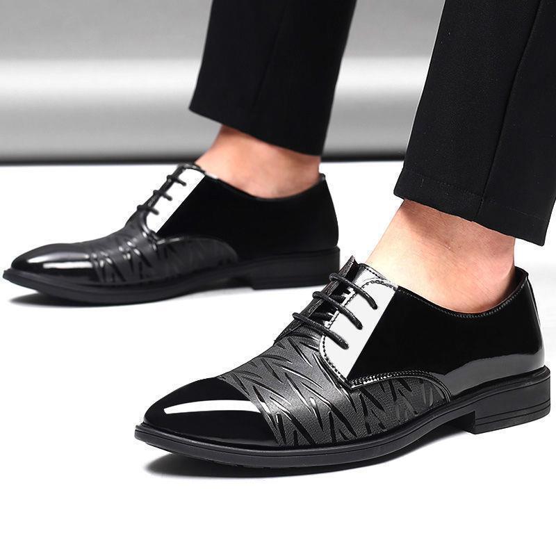 Spring/summer new men's leather shoes - versatile korean style, british fashion, trendy men's business shoes, hollow-out lace-up casual shoes