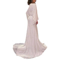 new european and american style v-neck floor-length sequin evening gown with long sleeves - mermaid tail banquet elegance