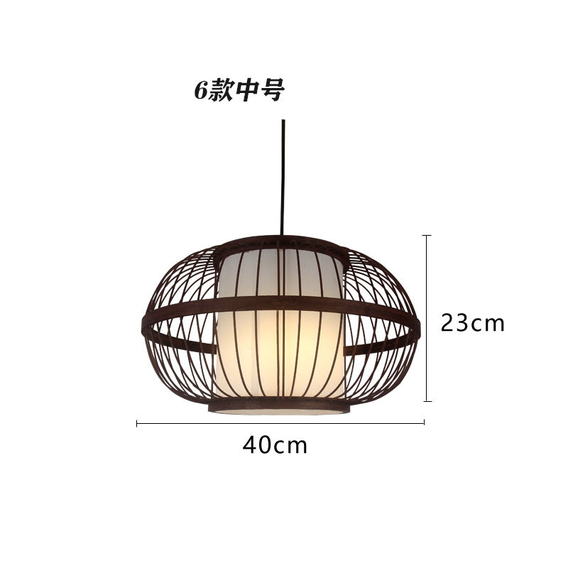 Bamboo woven bamboo art chandelier creative antique Japanese personality retro Zen tea house hotel restaurant box bed and breakfast chandelier