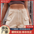 Wish european and american cross-border foreign trade women's clothing cross-border foreign trade  new american sexy denim cargo shorts hot