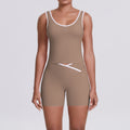 Cross high waist sports suit for women, tight-fitting, nude, contrast color, backless yoga clothes, outdoor running, quick-drying fitness suit
