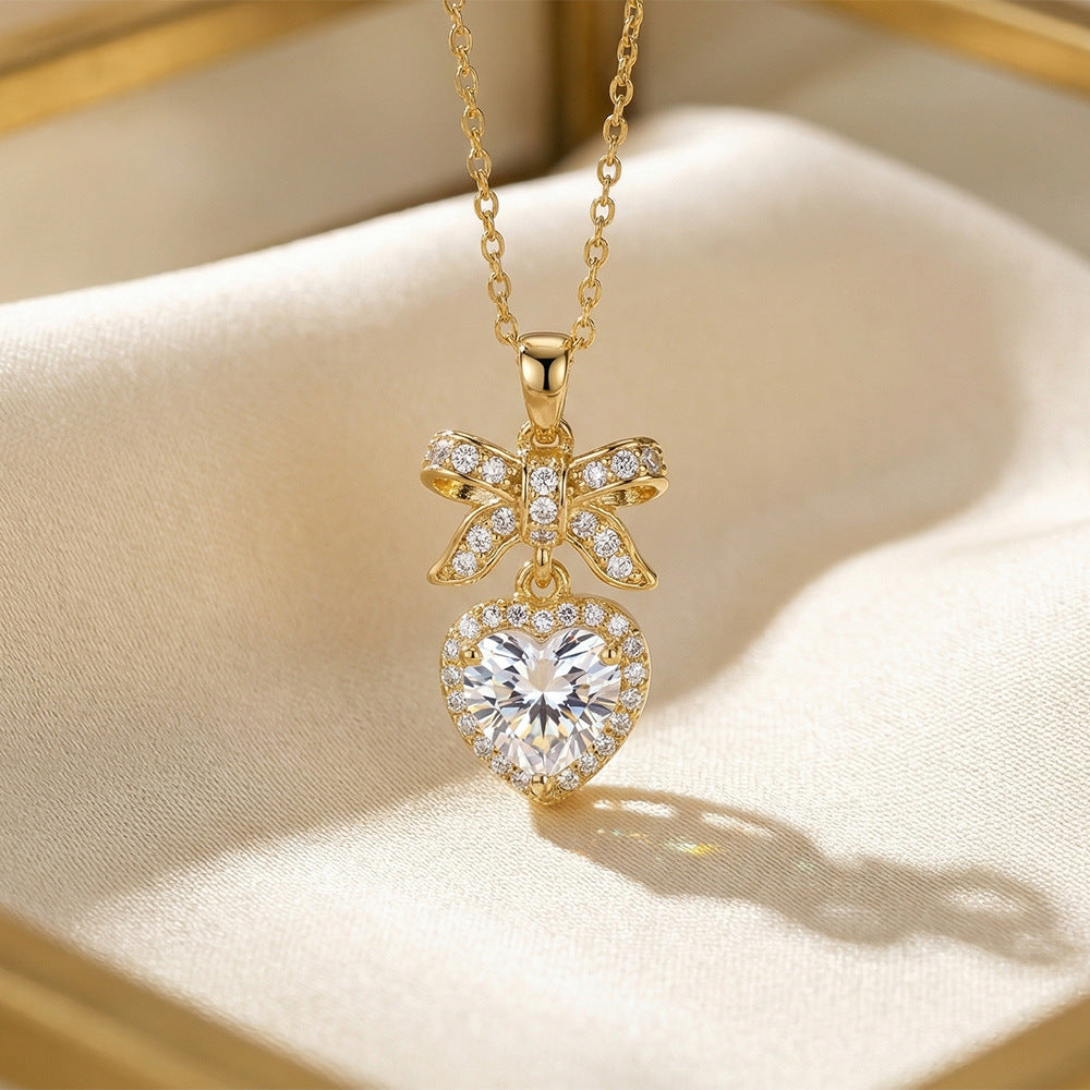 Popular hot-selling zirconium-inlaid classy necklace, accessible luxury, niche women's versatile elegant, simple, non-fading clavicle chain jewelry