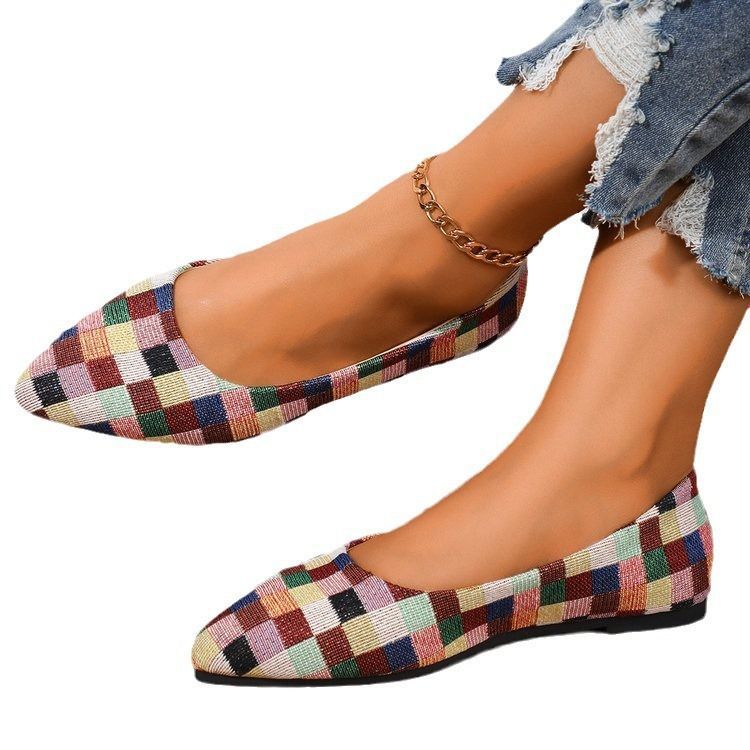 Export spring & fallnew arrival thick heel pointed toe flatsflatsflats women's flatsplus sizecasualexport work women's shoes