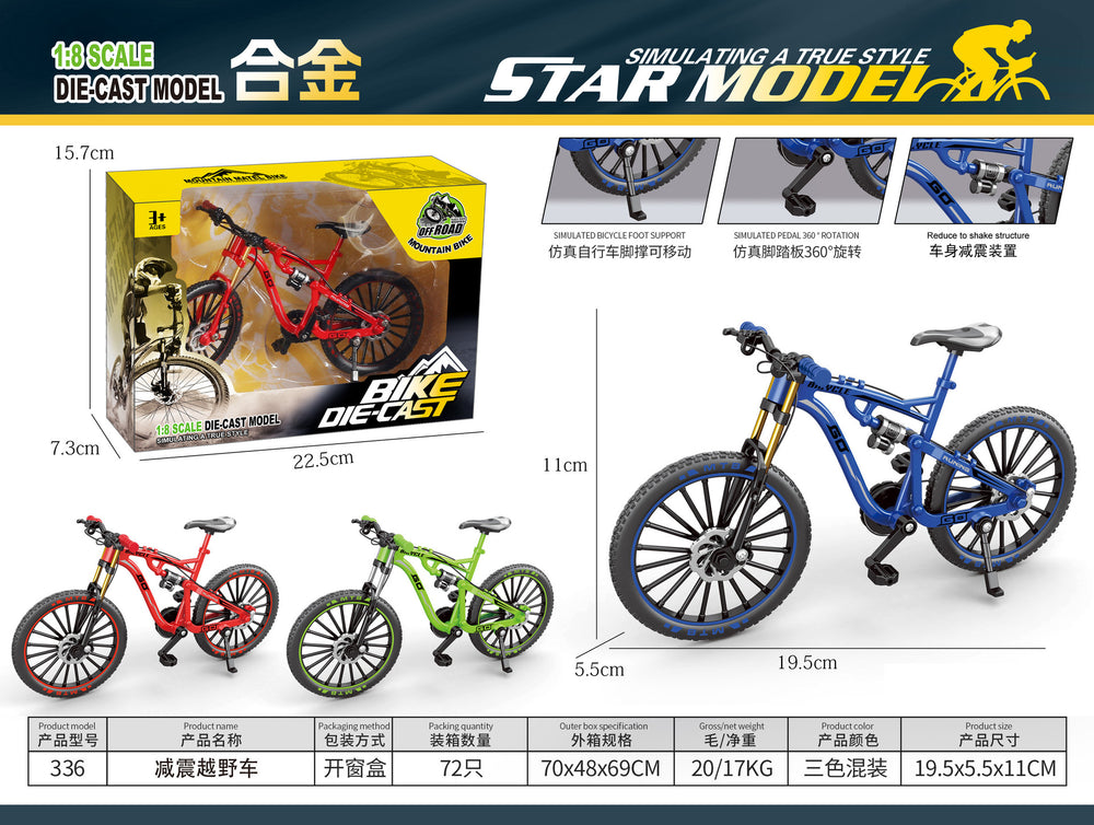 Export-specific 1:8 scale alloy bicycle model - mini foldable alloy mountain bike toy ornament