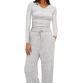 2025 cross-border fashion amazon new product pure color casuallong sleevesv necksuittopshigh waistloose pants shipping
