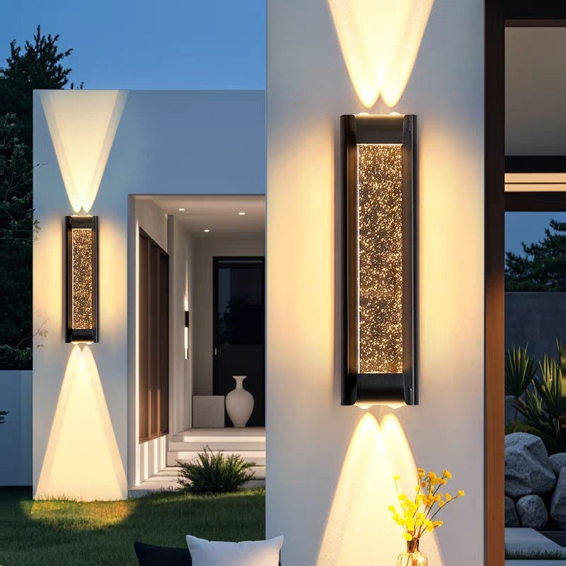 Outdoor waterproof crystal wall light - minimalist modern style for villa courtyards, up and down lighting, outdoor balcony and fence wall sconce