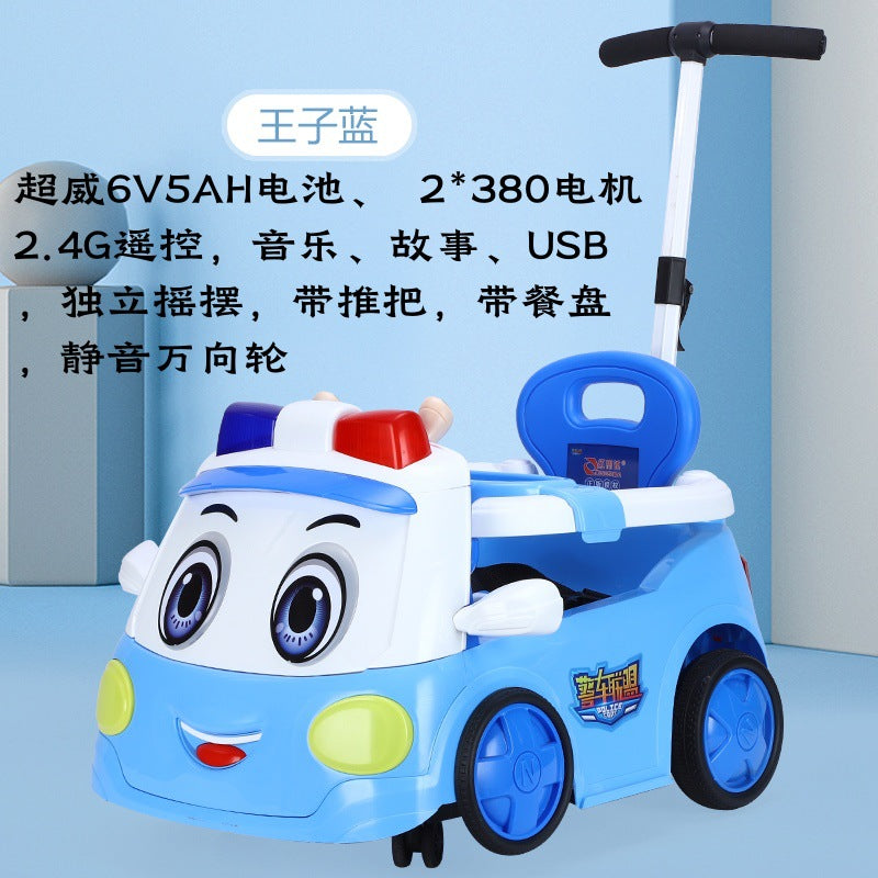 Police Car Alliance Genuine remote control electric vehicle anti-rollover boys and girls can sit and push four-wheeled electric toy car