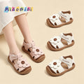 Girls' summer soft-soled first walker sandals - cute floral closed-toe, anti-kick, non-slip, breathable toddler functional shoes, ages 1-4