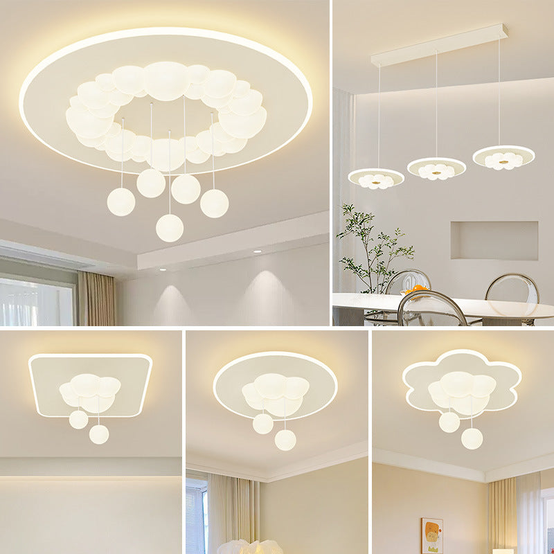 Living room light cream wind Internet celebrity new small hanging ball bubble ceiling light romantic atmosphere bedroom lighting whole house package