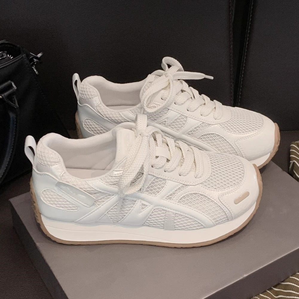 Yellow agander training shoes women's 2026 new versatile hidden heel mesh breathable non-stuffy athletic casual shoes