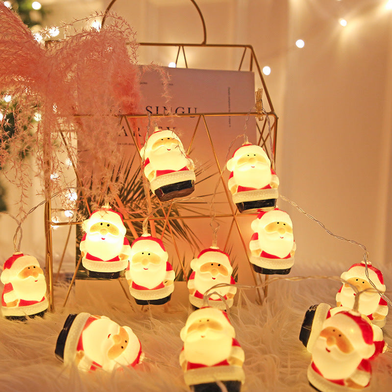 Cross-border new led Santa Claus head light string snowman head battery box Christmas Christmas tree atmosphere decorative light