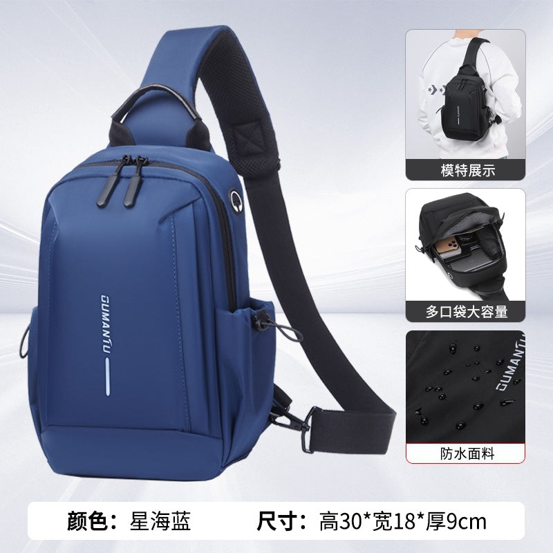 Cross-border fashion men's breast bag high-end travel women's messenger bag waterproof and lightweight shoulder bag commuter chest bag tide