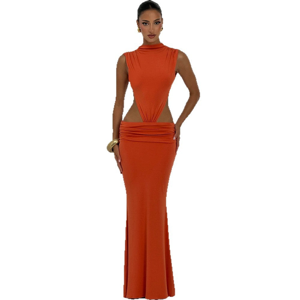 European and american cross-border women's fashion:  summer new sleeveless, low-waisted, sexy, backless, bodycon dress