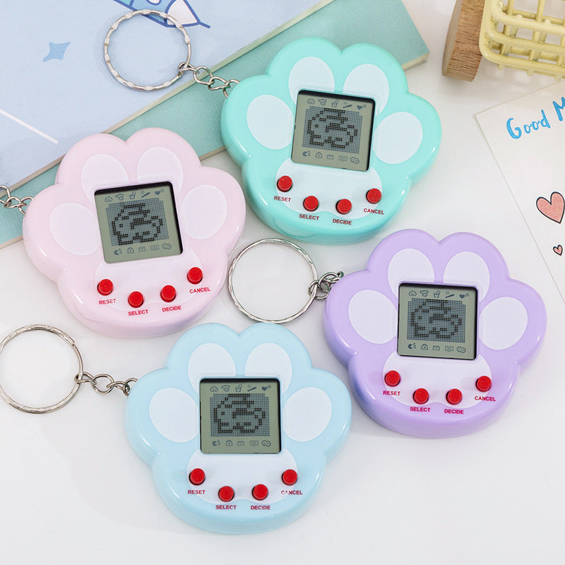 cartoon cat paw game console toy - cute & creative mini electronic pet machine keychain charm for kids