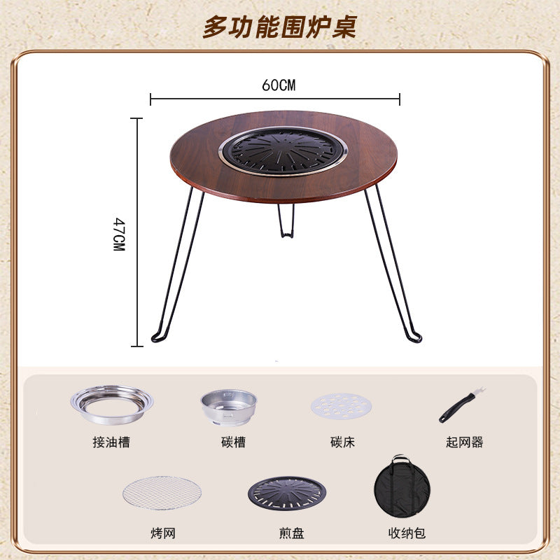 Home outdoor barbecue grill smokeless barbecue portable foldable barbecue table charcoal barbecue outdoor courtyard tea making around the stove