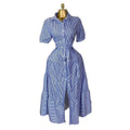 European and american women's clothing  autumn new sweet and fresh striped turn-down collar high-waisted slimming a-line maxi dress