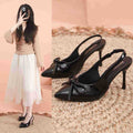 Baotou high heels 2025 spring & fallnew arrival pointed toe bowselegant socialite fashion back empty flats for women