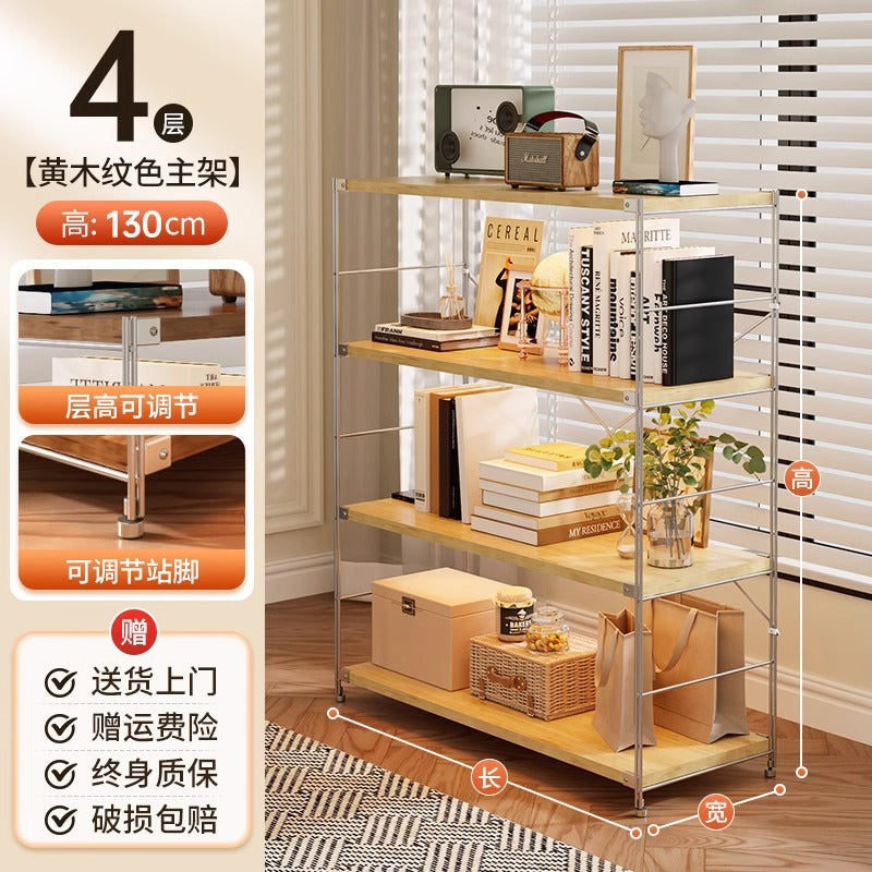 Wood style storage rack for homefloor-standing multi-layer storage rack sweeping robot washing machine under the air high stand