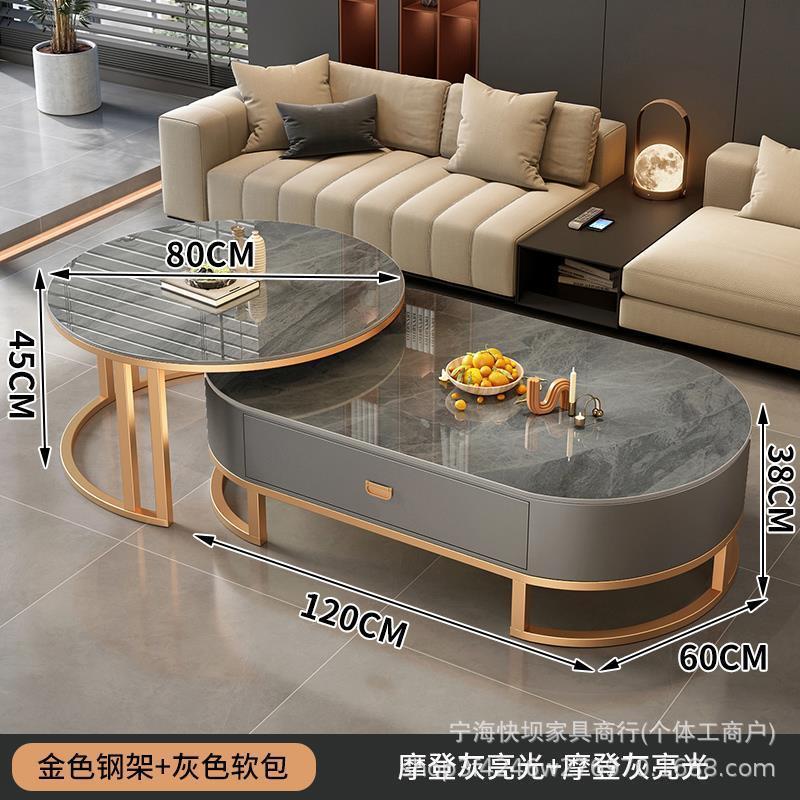 Coffee table living room for homeaccessible luxury oval modern casual type popular glass small tea table slate small apartment accessible luxury