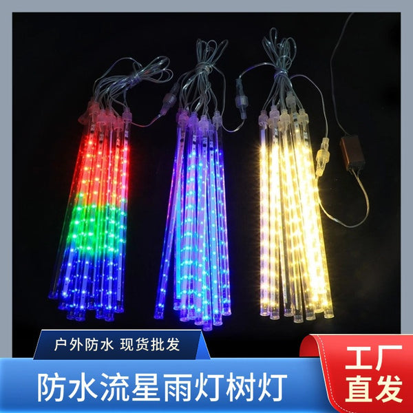 Outdoor LED Meteor Shower Lights Solar Meteor Shower Lights Festival Street Christmas Garden Decoration Lights Hanging Tree Lights