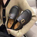 2025 new women's office british style spring/summer versatile skirt black single shoes commute soft sole loafers