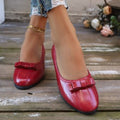 Women's plus size flat shoes - new bowknot wedge heel loafers - round toe dress shoes for work