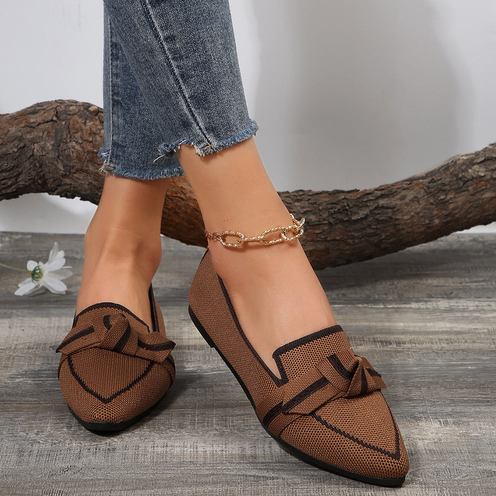 New  spring pointed-toe flat shoes - plus size fashion flyknit slip-on casual women's shoes for cross-border e-commerce
