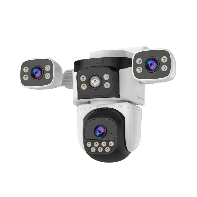 Cross-border outdoor multi-eye camera 360-degree wide-angle gun-ball linkage three-lens dual-screen home camera