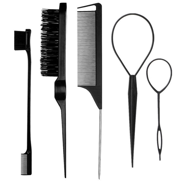 Manufacturer spot  popular steel needle highlight dyeing tip tail comb pull needle braiding tool hair mouse tail comb set