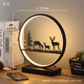 Minimalist modern nordic table lamp - bedside night light with round reindeer design, touch & remote control, usb charging port