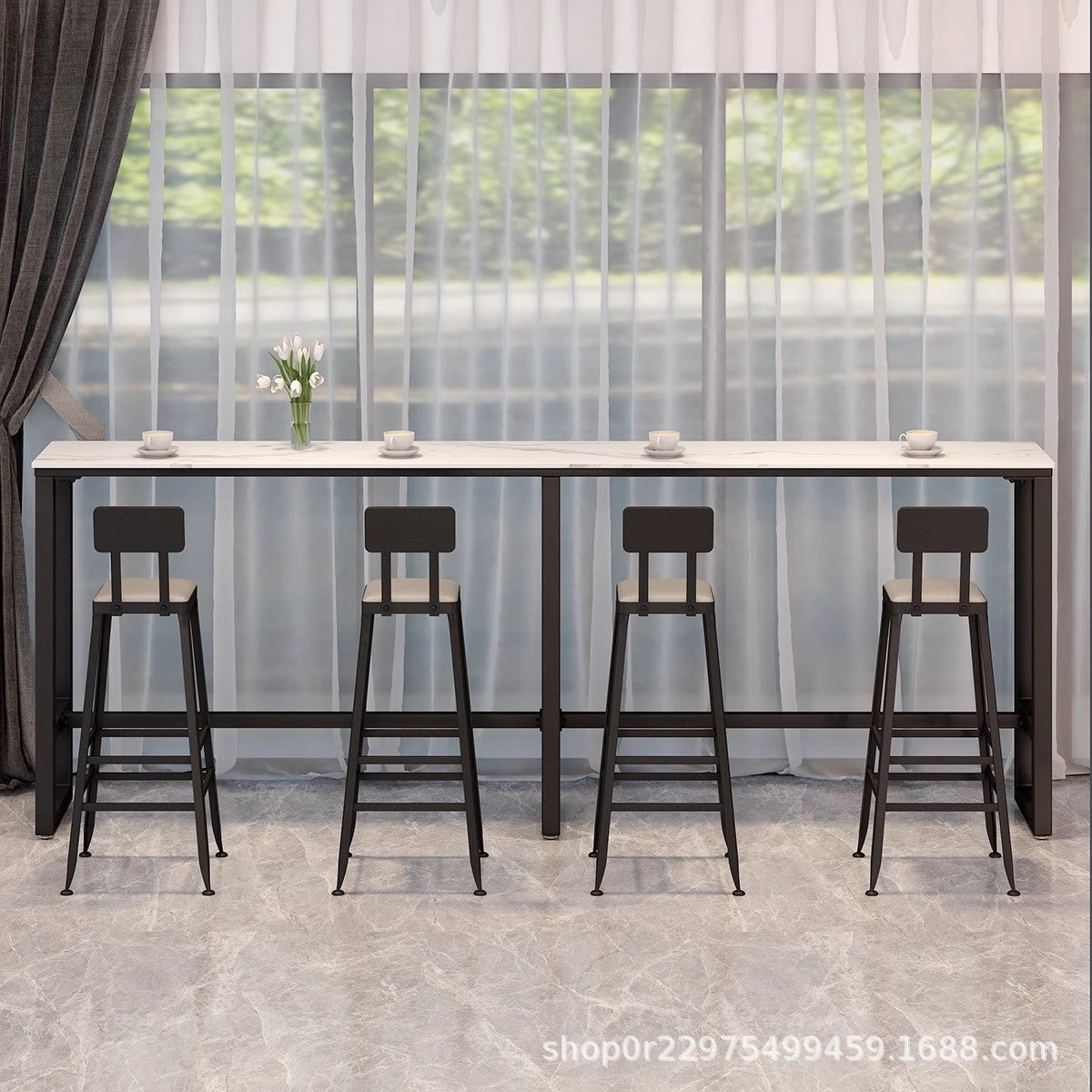 Camping style bar clear bar booth sofa dining bar pub cafe leisure book bar dessert milk tea table and chair combination