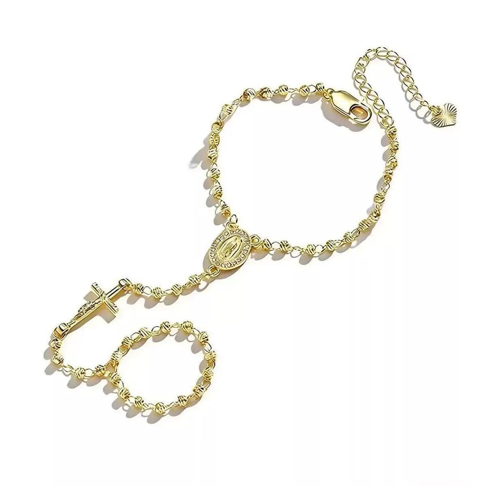 Amazon's popular fashion trend cross 14k gold stainless steel round plate bracelet jewelry