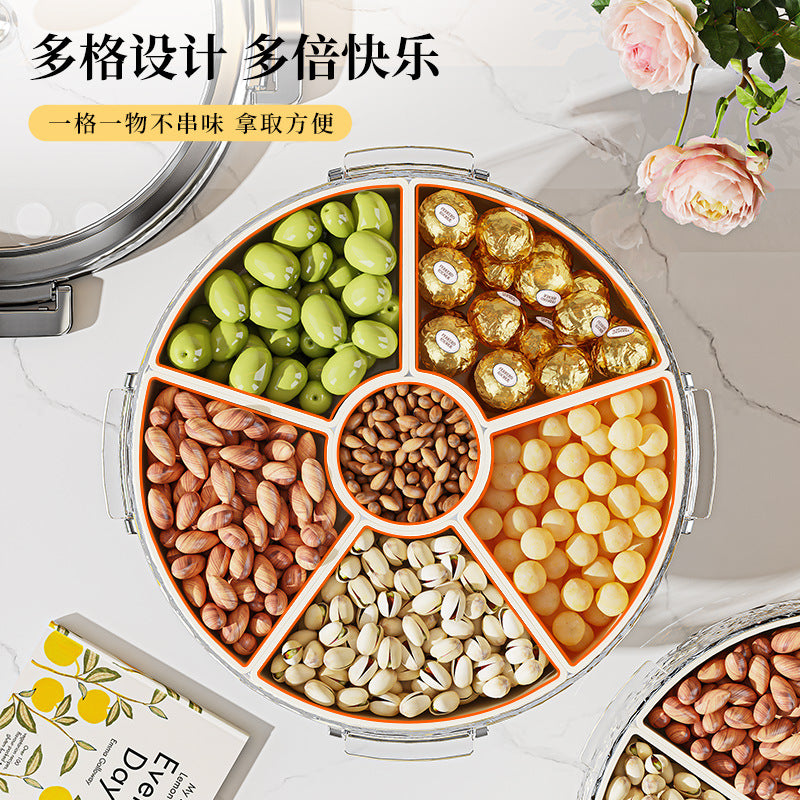 Light luxury grid dried fruit plate, nut plate storage box, snacks, living room coffee table placement, advanced wedding multi-layer large capacity
