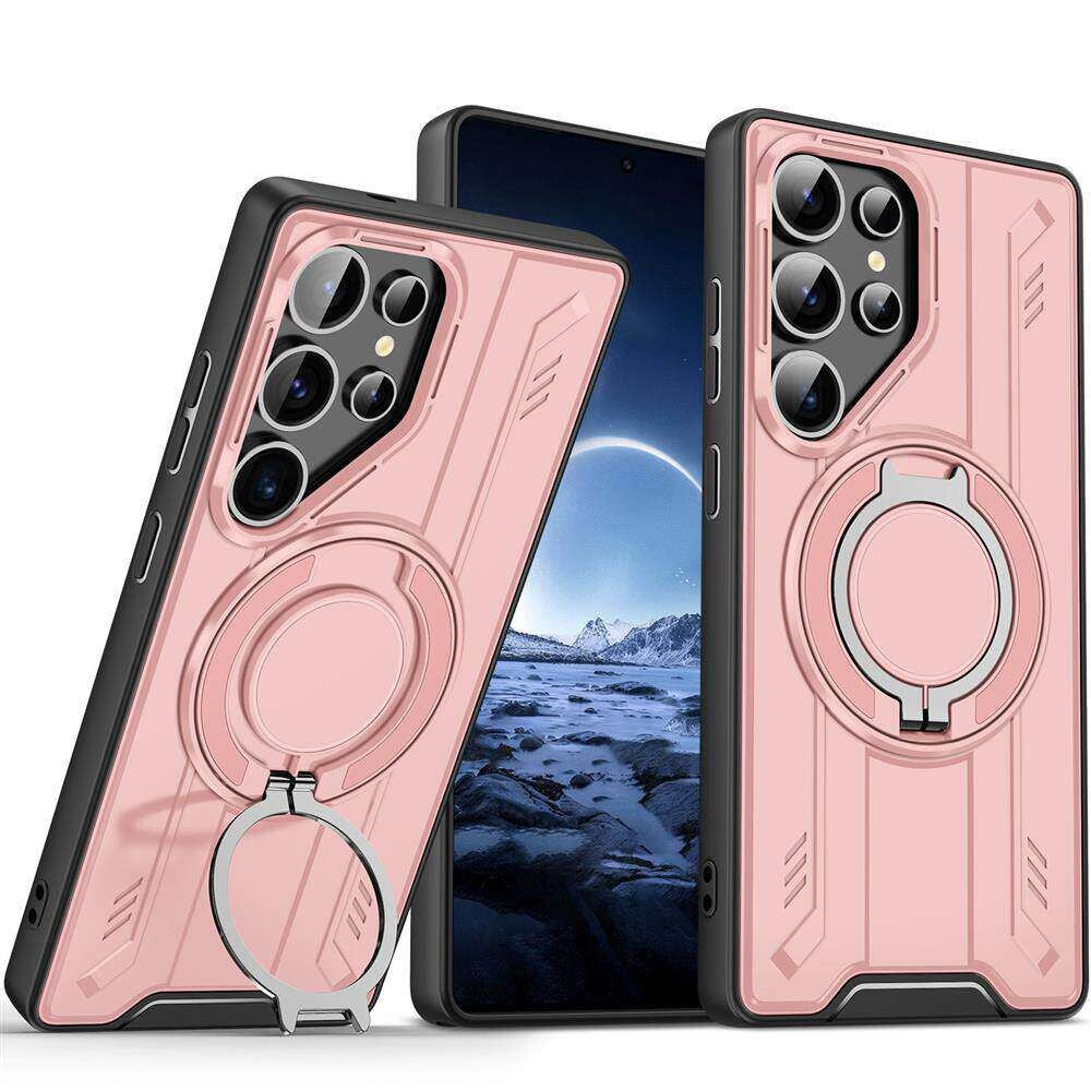 Suitable for samsung s26ultra lingsheng cross-border mecha mobile phone case a56 rotating magnetic bracket anti-fall protective cover
