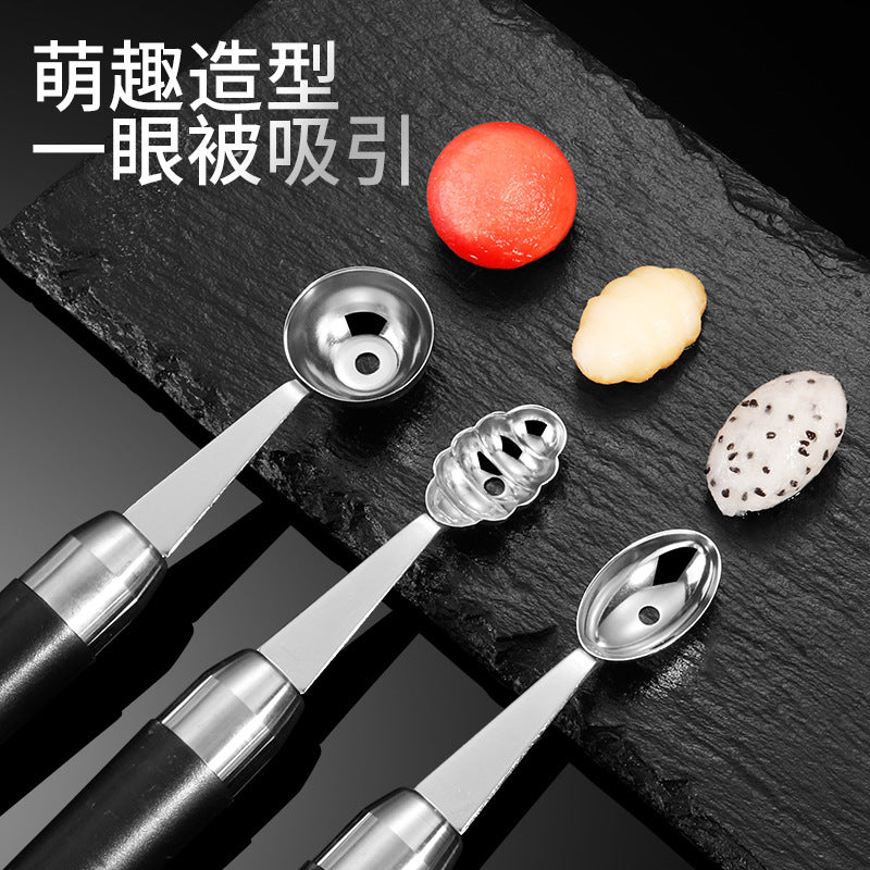 304 Stainless Steel Fruit Ball Digger Watermelon Digging Spoon Carving Knife Fruit Cutter Ice Cream Platter Tool Watermelon Spoon