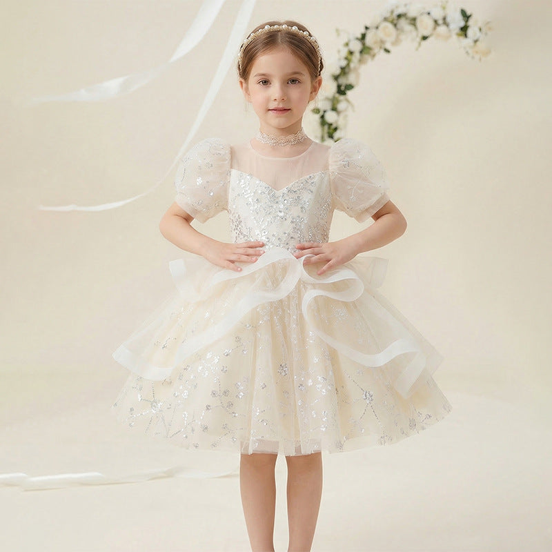 Girls' summer dress - stylish and chic tutu princess dress for girls, perfect for runway shows, hosts, piano performances, and flower girls