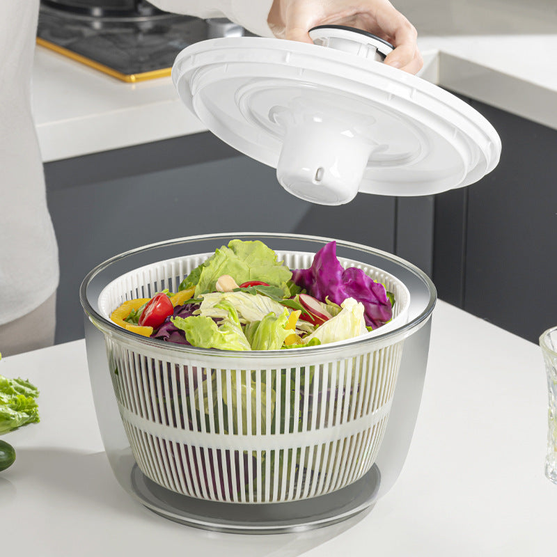 Multifunctional press dehydrator for home vegetable salad drying dehydrator large capacity rotate drain basket vegetable basin