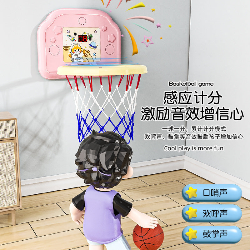 Kids' hanging basketball hoop - indoor/outdoor, no drilling required, foldable, with scoring system and rings - perfect for kindergarten basketball games and toys