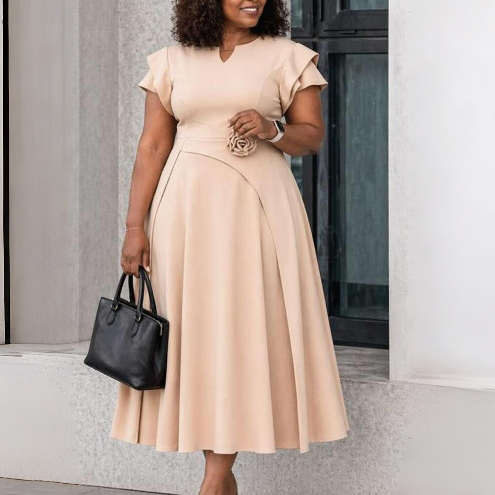 D3367 women's summer new arrival: european and american style elegant plus size midi high waist a-line african dress