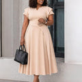 D3367 women's summer new arrival: european and american style elegant plus size midi high waist a-line african dress
