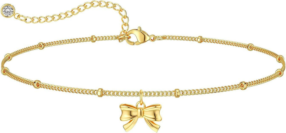 Titanium steel gold bows necklace for women, accessible luxuryclassy clavicle chain for women, ankle chain, no need to take off when taking a bath