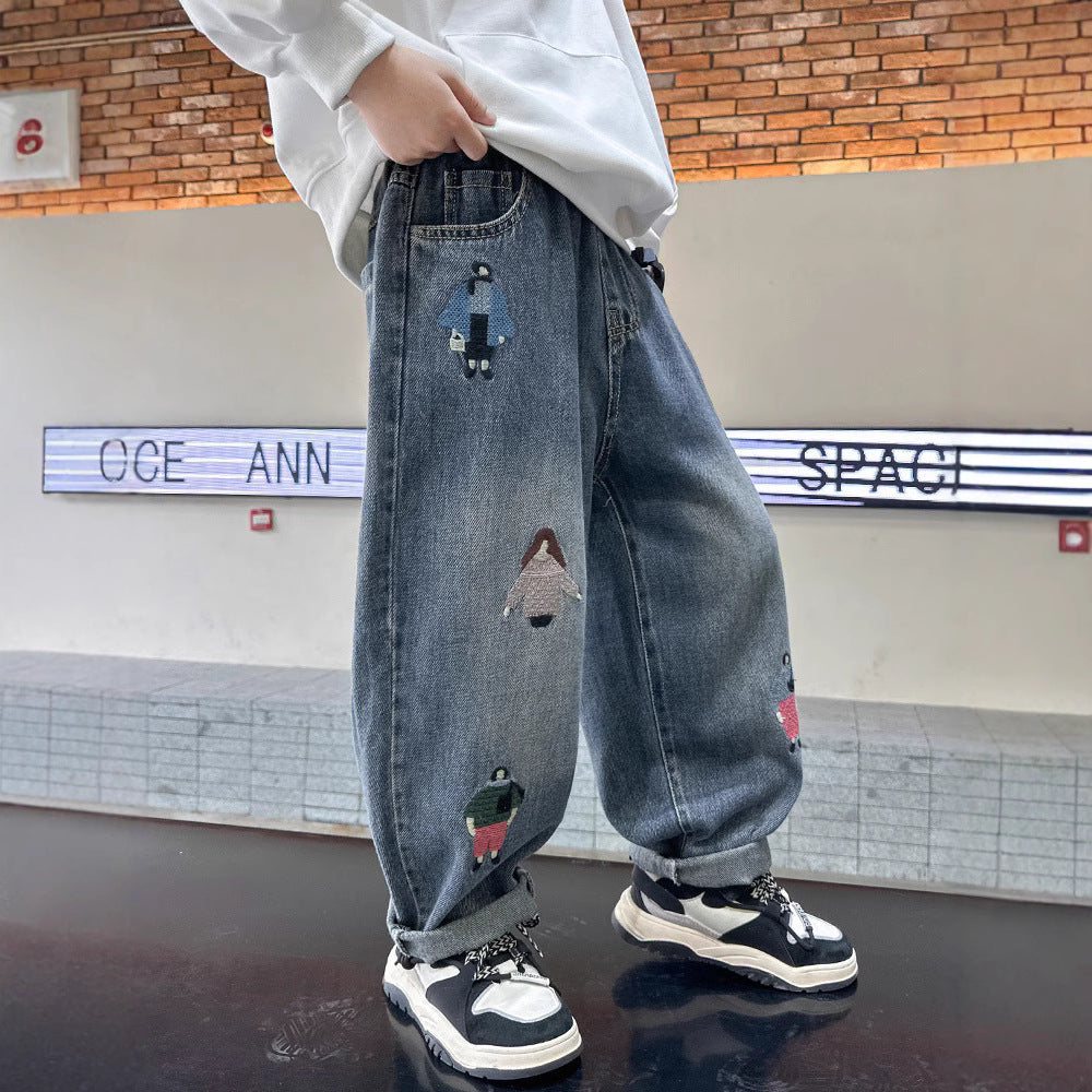Boys' jeans: new  spring collection - stylish jeans for boys, spring pants for kids, handsome long pants for mid-to-large children, spring/autumn styles