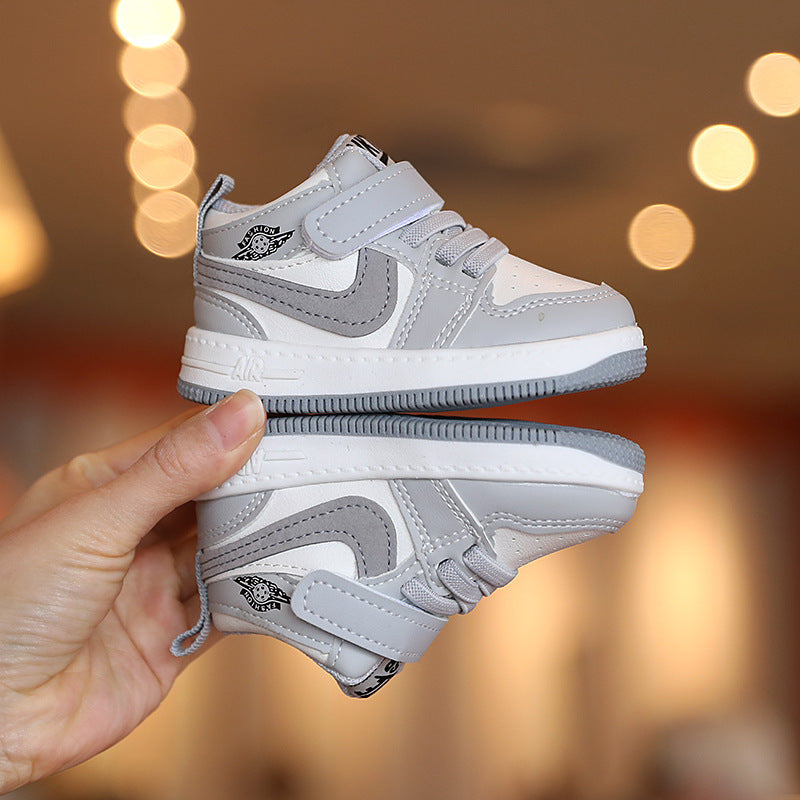 Boys' mid-top sneakers,  spring/autumn new collection, kids' shadow grey single shoes, toddler & baby skate shoes, girls' shoes