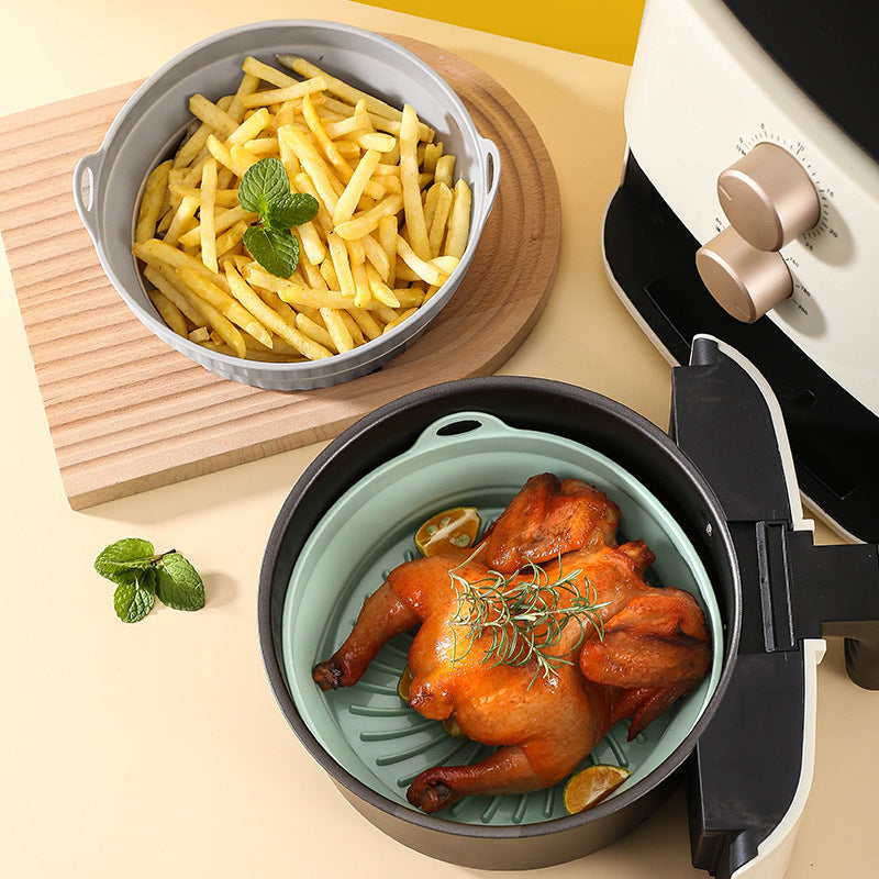 Food-grade silicone baking pan - high temperature resistant, collapsible air fryer silicone steamer tray, pot holder, baking cake mold