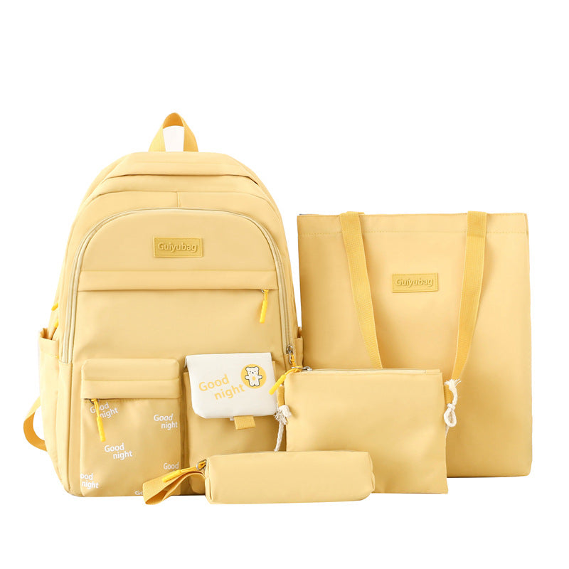 School season primary and secondary school students schoolbag make-up bag four-piece Korean version small fresh large capacity backpack student schoolbag