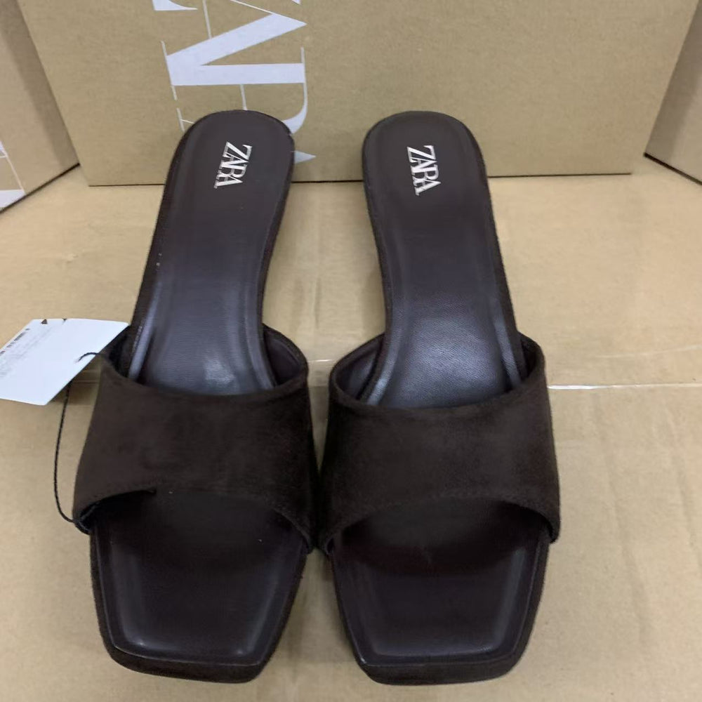 Za2025winter high-heeled shoes bag heel sandals women's small fragrant thick heel fairy casual sandals export low heel sandals